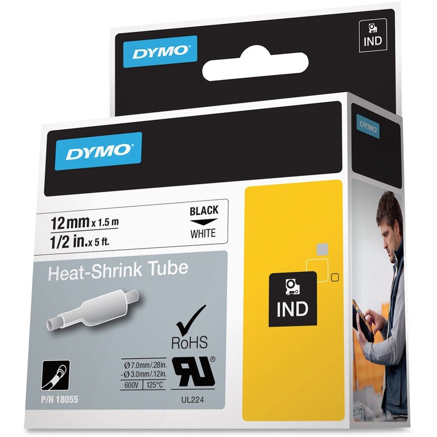 15/32" Width x 59 1/16" Length - Rectangle - Thermal Transfer - Black on White, Black - Vinyl - Easy Peel, Removable - 1 Each