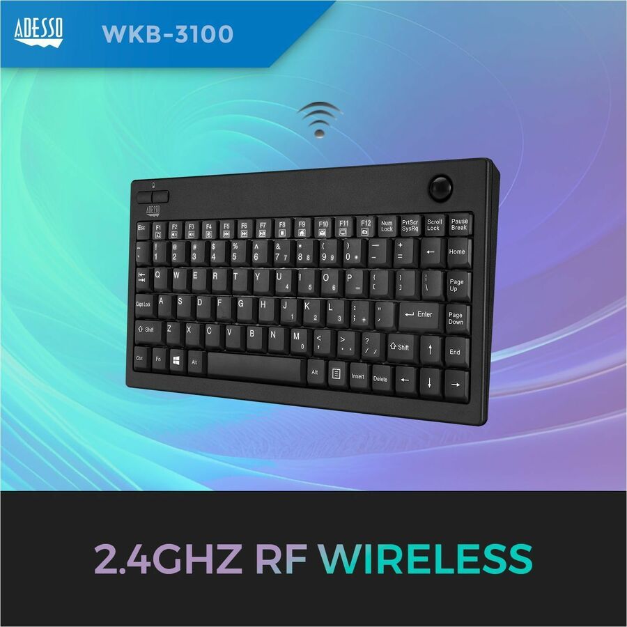 Adesso Wireless Mini Trackball Keyboard
