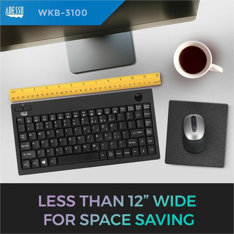Adesso Wireless Mini Trackball Keyboard