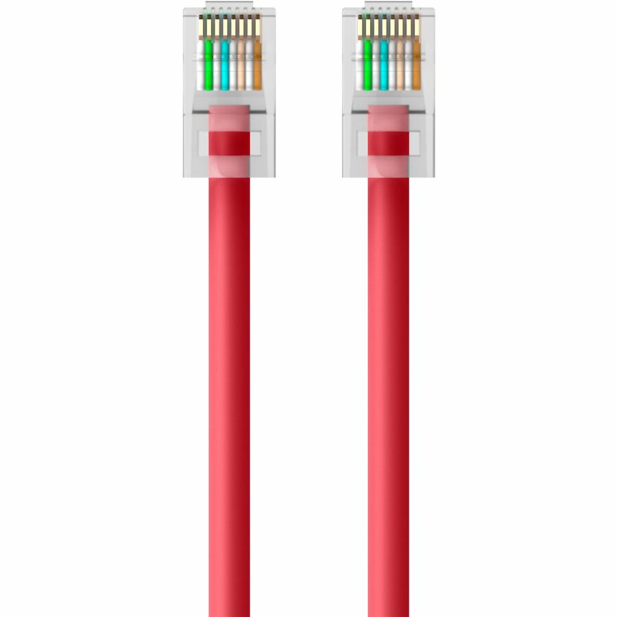 Belkin CAT6 Ethernet Patch Cable, RJ45, M/M - 25 ft Category 6 Network Cable for Network Device - First End: 1 x RJ-45 Network - Male - Second End: 1 x RJ-45 Network - Male - Patch Cable - Red - 1 Each