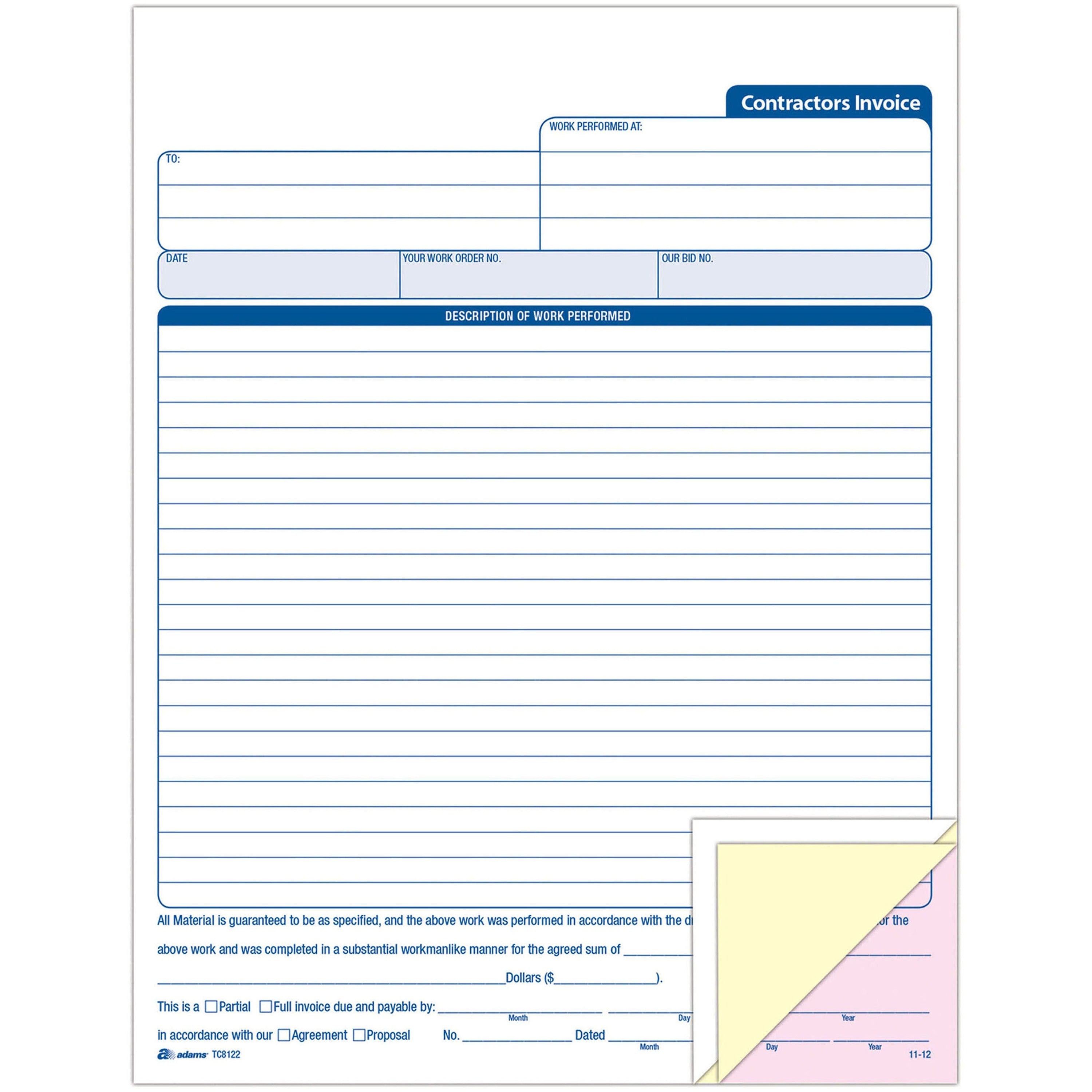 50 Sheet(s) - 3 Part - Carbonless Copy - 8.37" x 11" Sheet Size - White - 1 Each