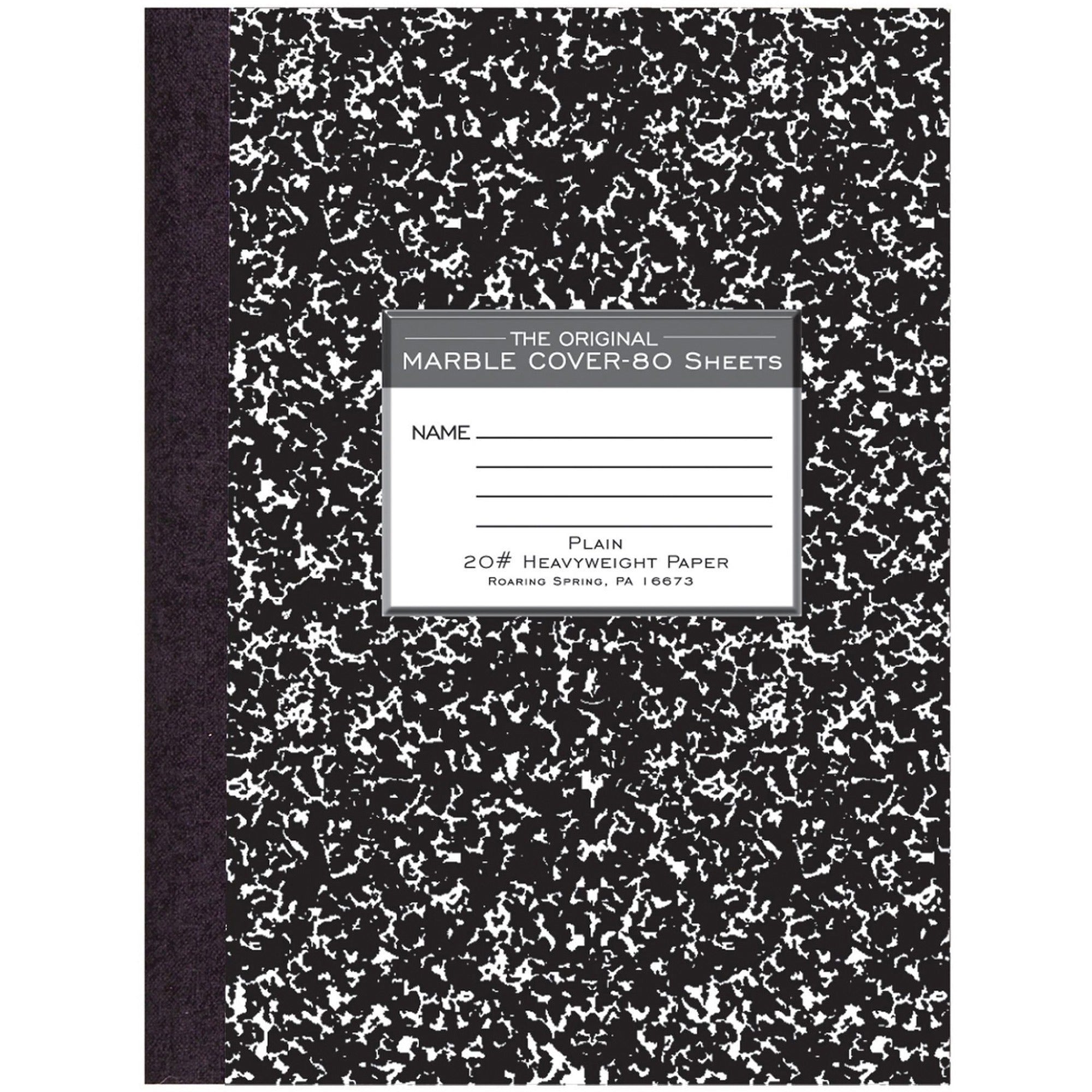 80 Sheets - 160 Pages - Plain - Sewn/Tapebound - Red Margin - 20 lb Basis Weight - 75 g/m² Grammage - 10 1/4" x 7 7/8" Sheet Size - 0.50" Height x 7.9" Width x 10.3" Length - White Paper - Black Binding - 1 Each
