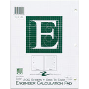 Roaring Spring 5x5 Grid Engineering Pad, 200 Sheets, 400 Pages, 11" x 8.5", Green, 3-Hole Punched, Glued Binding, Chipboard Cover, 1 Each