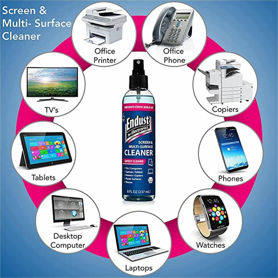 For Multi Surface, Electrical Equipment - 8 fl oz - Ammonia-free, Anti-static, Oil-free, Wax-free, Streak-free, Residue-free - BluePump Spray - 1 Each