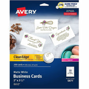 145 Brightness - A4 - 8 1/2" x 11" - 91 lb Basis Weight - 247 g/m² Grammage - Matte - Heavyweight, Rounded Corner, Uncoated, Smooth Edge, Smudge-free, Jam-free, Avery Clean Edge Technology, Double-sided, Printable - White - 20 Sheets - 200 / Pack