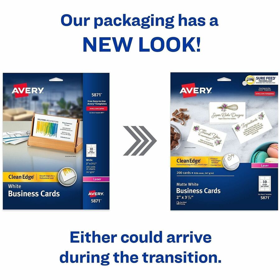 145 Brightness - A4 - 8 1/2" x 11" - 91 lb Basis Weight - 247 g/m² Grammage - Matte - Heavyweight, Rounded Corner, Uncoated, Smooth Edge, Smudge-free, Jam-free, Avery Clean Edge Technology, Double-sided, Printable - White - 20 Sheets - 200 / Pack