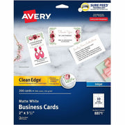 Avery&reg; Clean Edge Business Cards, 2" x 3.5" , White, 200 (08871)