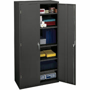 36" Width x 18.1" Depth x 72" Height - 5 x Shelf(ves) - 2 x Door(s) - 250 lb Load Capacity - Lockable, Reinforced, Sturdy, Durable, Leveling Glide, Reinforced Door, Heavy Duty, Temperature Resistant - Charcoal - Steel - Recycled