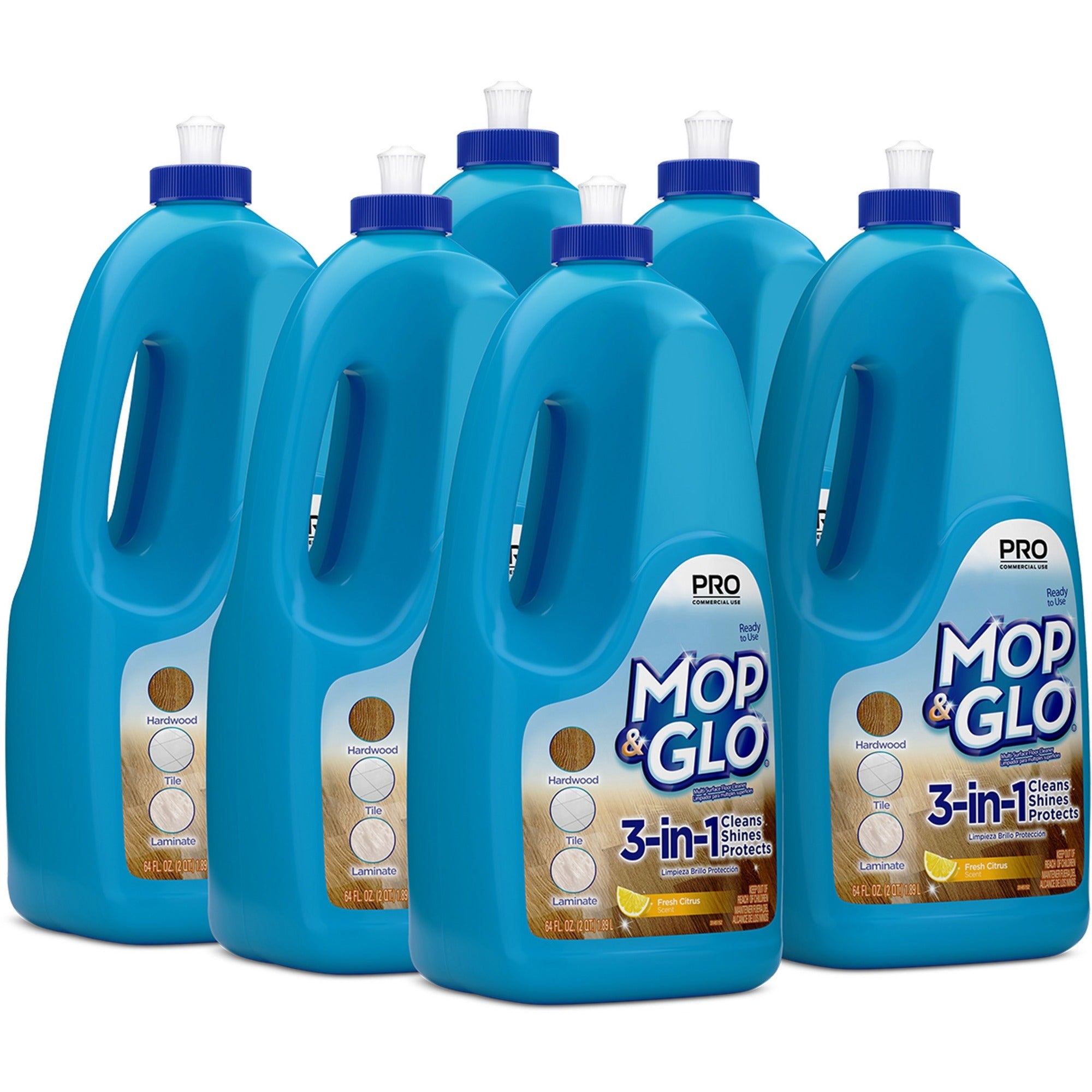 Professional MOP & GLO&reg; Triple Action Floor Shine Cleaner - For Wood Floor, Vinyl Floor, Linoleum Floor, Ceramic Tile Floor, Tile - 64 oz (4 lb) - Fresh Citrus Scent - Tan - 6 / Carton