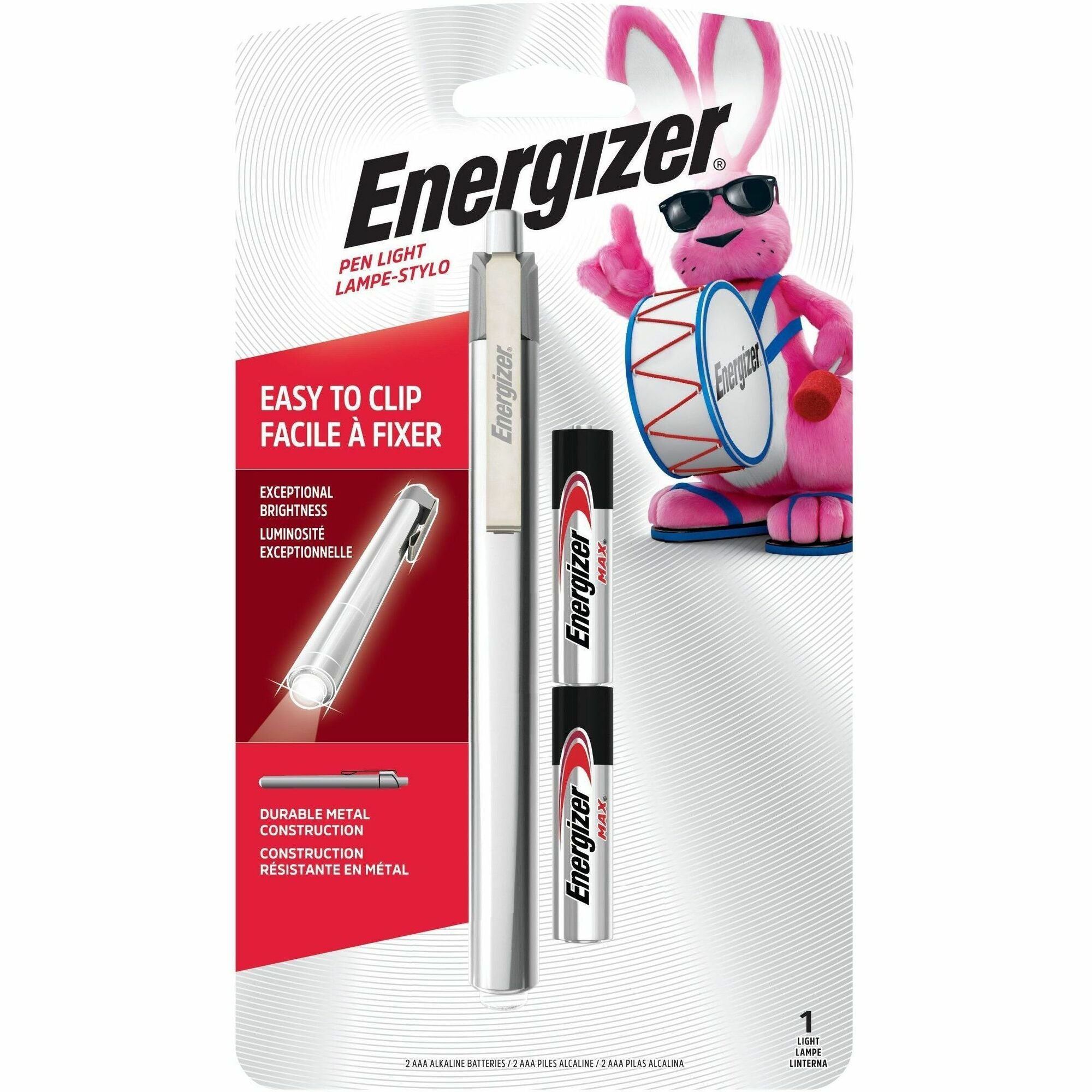 Energizer LED Pen Light - LED - 35 lm Lumen - AAA - Battery - Stainless Steel - Impact Resistant, Drop Resistant - Silver - 1 Each