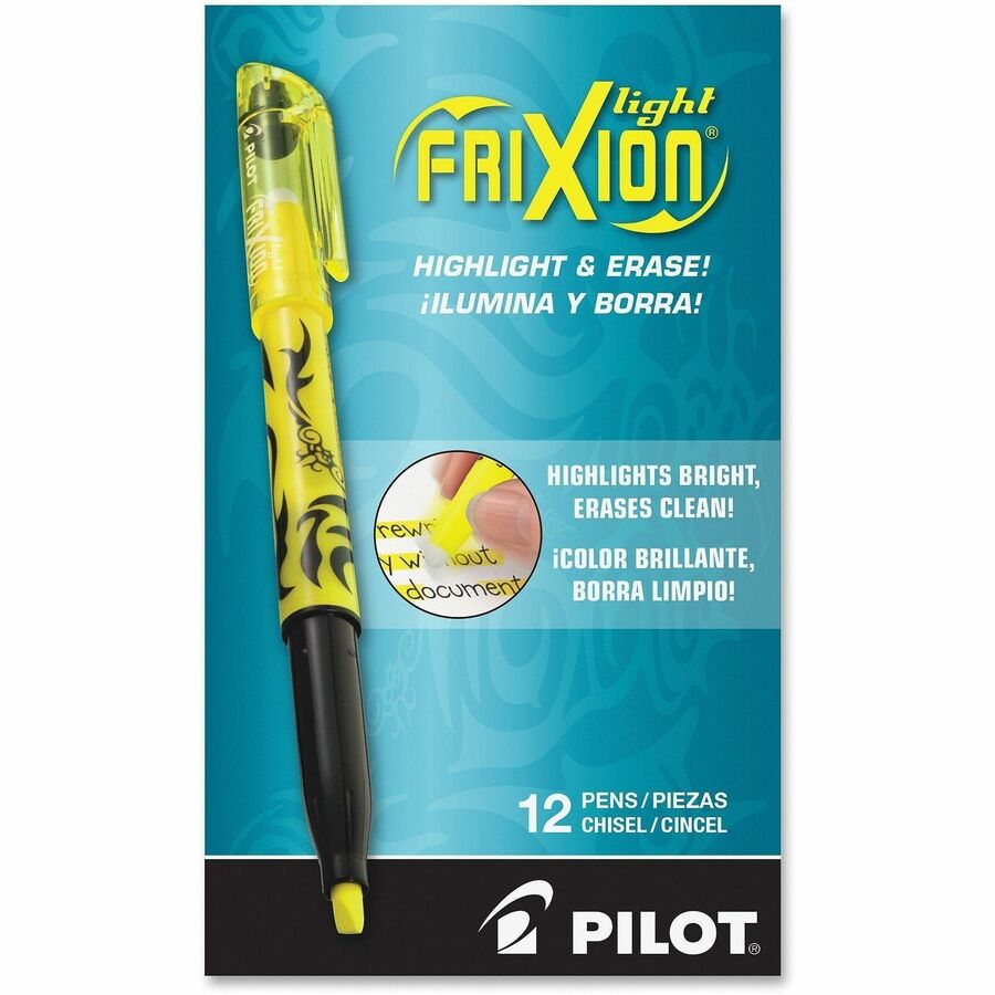 FriXion Highlighters - Erasable - Fluorescent Yellow Ink - Multipurpose - 1 Dozen