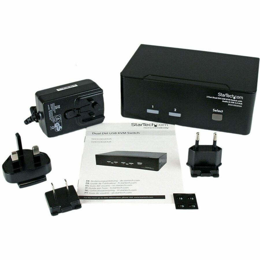 StarTech.com 2 Port Dual DVI USB KVM Switch with Audio & USB Hub