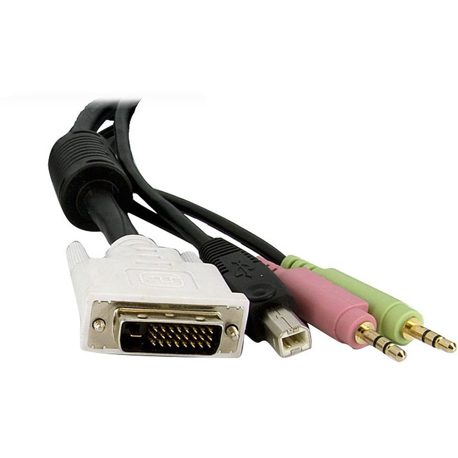 StarTech.com 15ft 4-in-1 USB Dual Link DVI-D KVM Switch Cable w/ Audio & Microphone