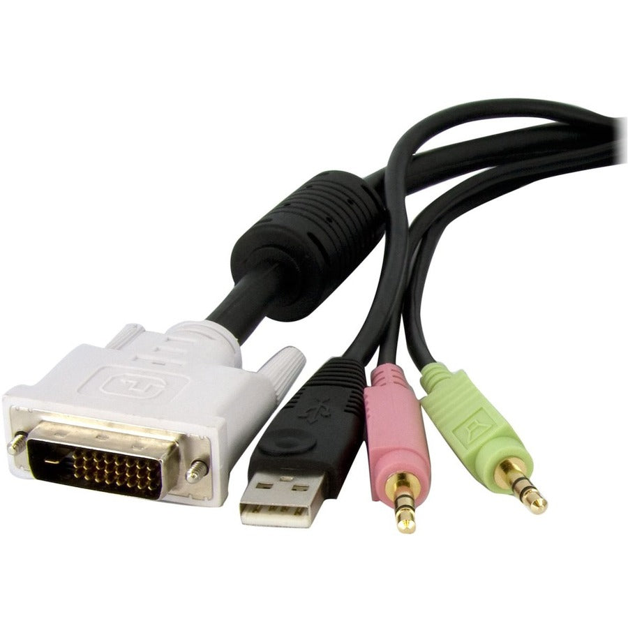 StarTech.com 6ft 4-in-1 USB Dual Link DVI-D KVM Switch Cable w/ Audio & Microphone