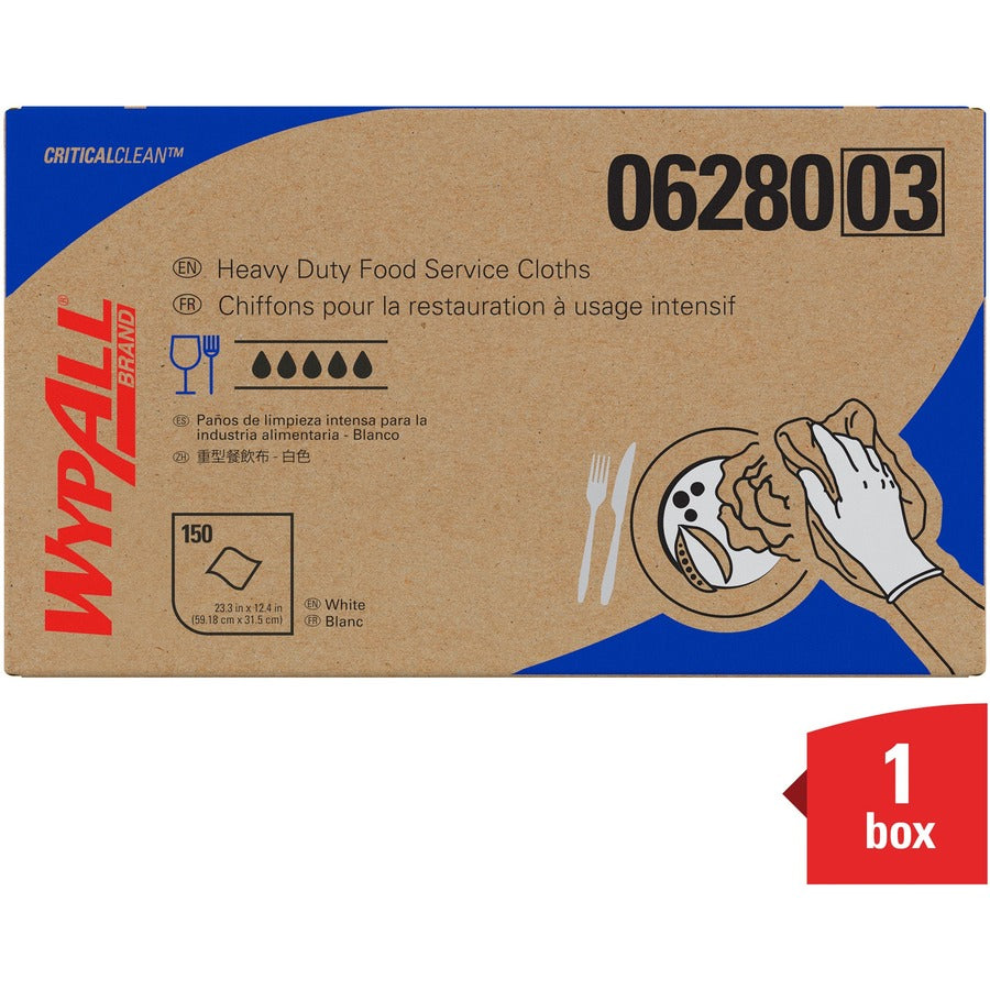 For Food Service Area, Rough Surface, General Purpose - Towel - 23.40" Length x 12" Width - Recommended For: Water Absorber, Oil Remover - Reusable, Antimicrobial, Durable, Machine Washable, Strong, Soft - White/ - 150 / Carton