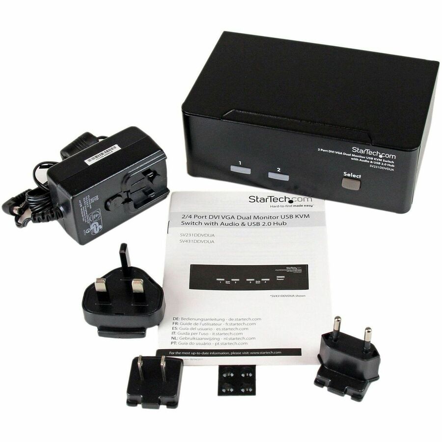StarTech.com 2 Port DVI VGA Dual Monitor KVM Switch with Audio & USB Hub