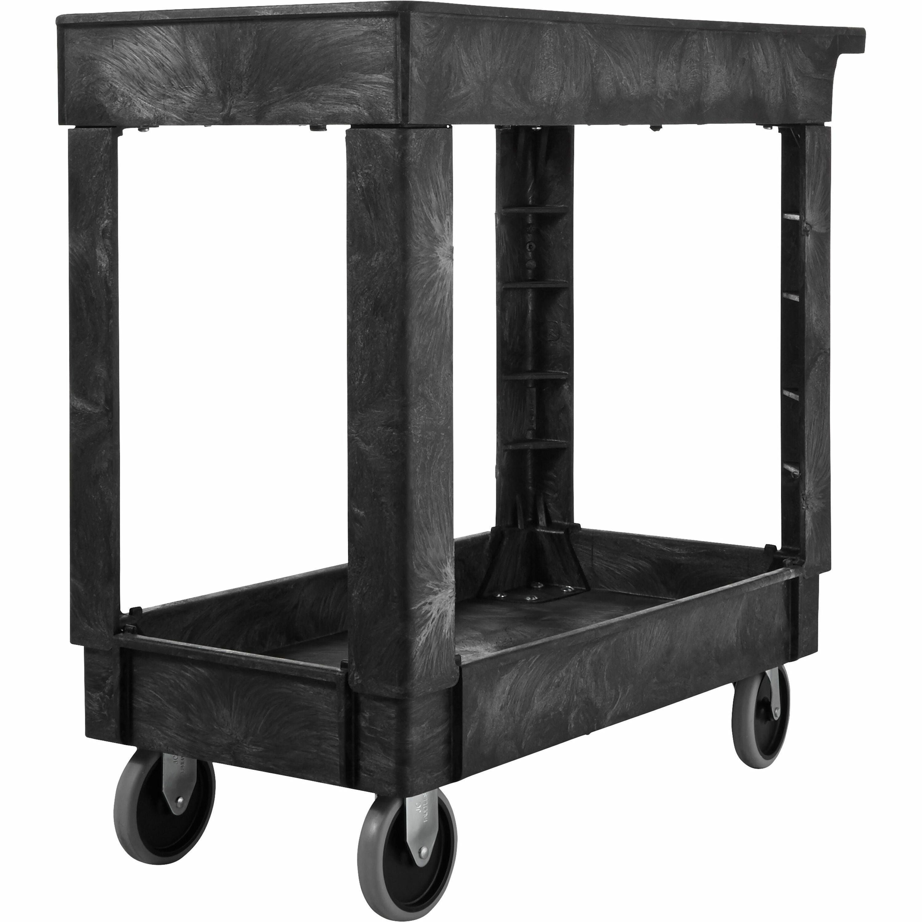 2 Shelf - 500 lb Load Capacity - 4 Casters - 5" Caster Size - 34.25" Length x 17.37" Width x 31.50" Height - Black - 1 Each