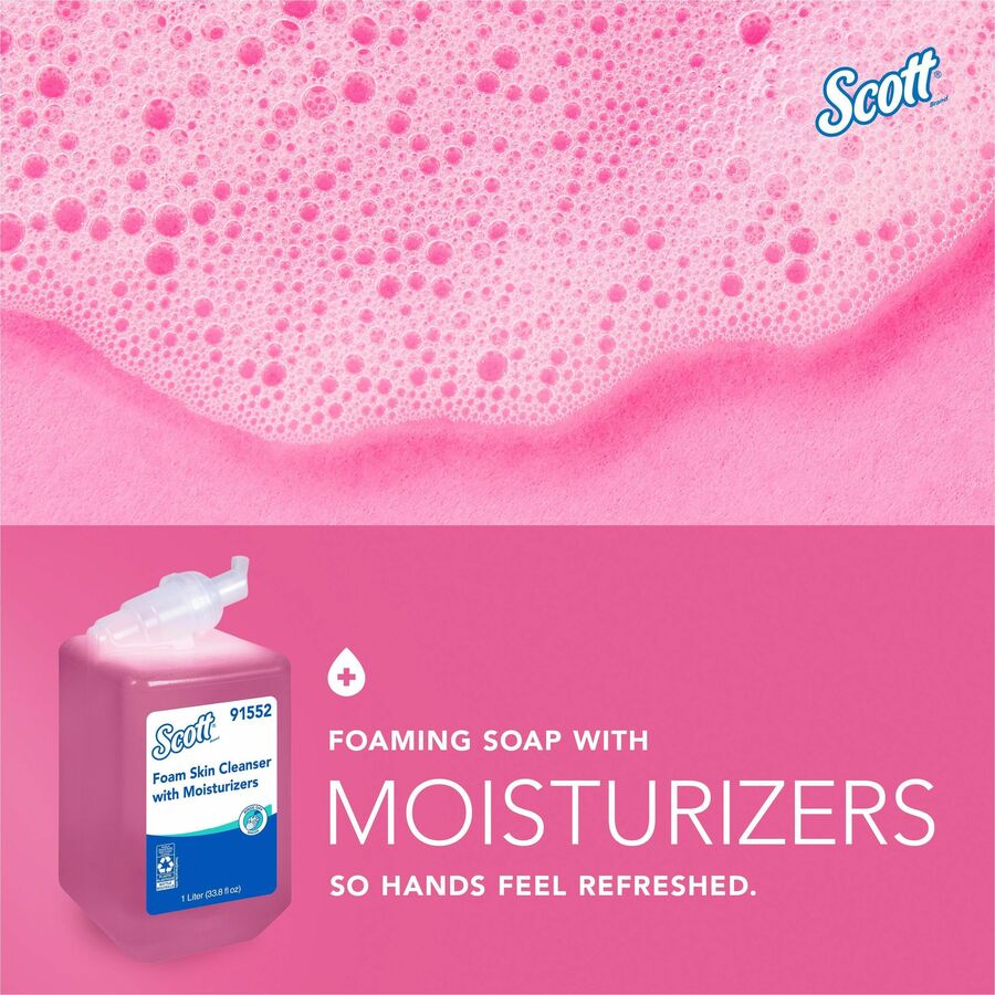Scott Foam Skin Cleanser w/Moisturizers - Floral Scent - 1.06 quart - Hands-free Dispenser - Kill Germs - Office, Healthcare - Moisturizing - Pink - 1 Each
