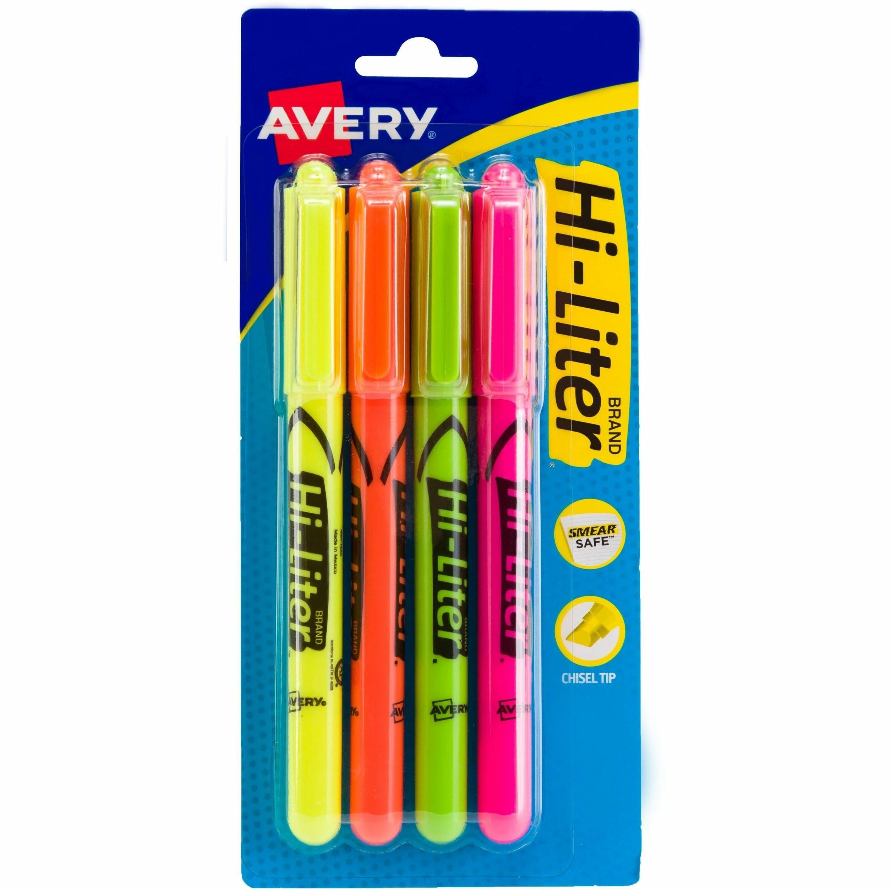 Chisel Marker Point - Washable - Fluorescent Yellow, Fluorescent Pink, Fluorescent Orange, Fluorescent Green Ink - Water Based - Fluorescent Yellow, Fluorescent Pink, Fluorescent Orange, Fluorescent Green Barrel - 1 Pack