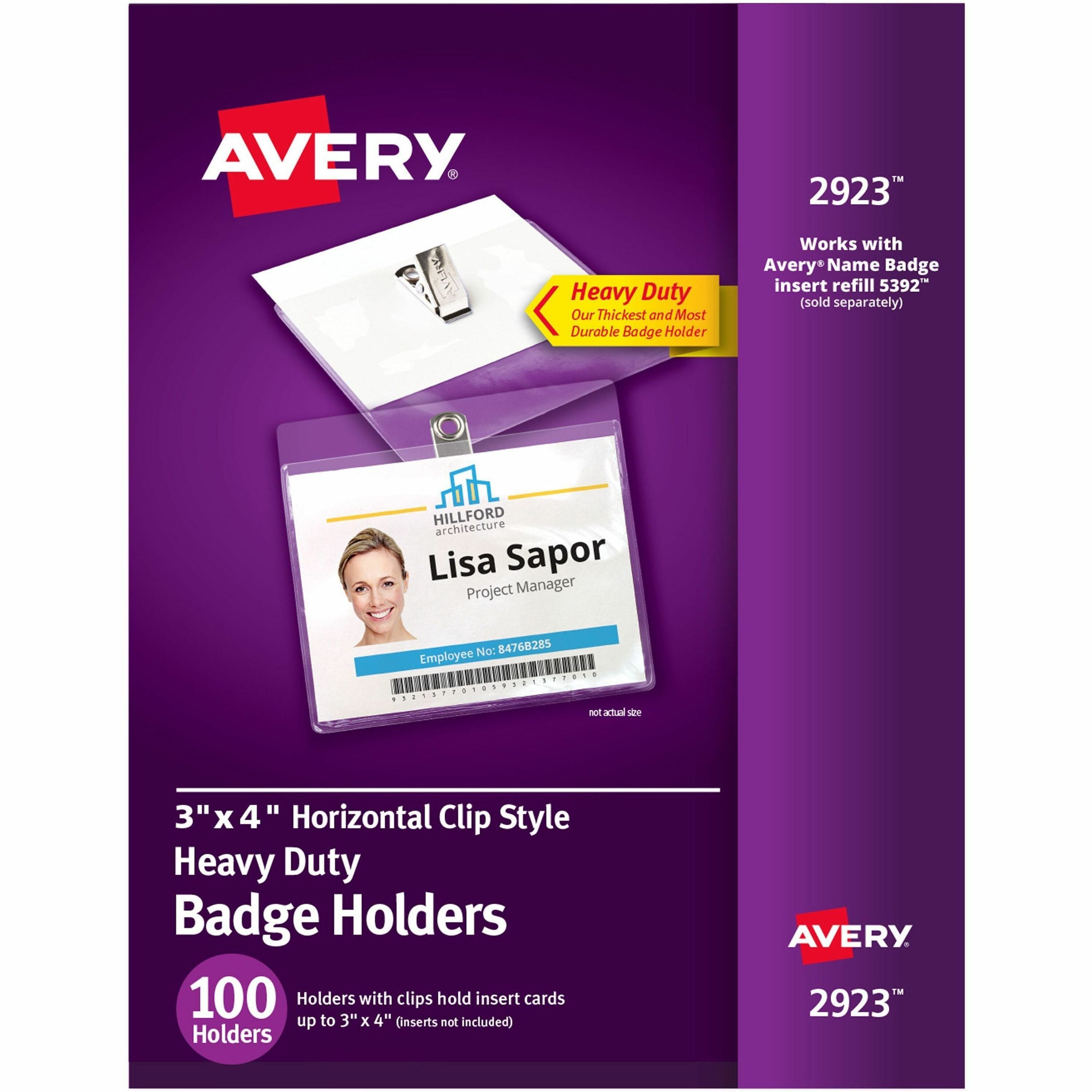 Support 3" x 4" Media - Landscape - 4" Width x 3" Length - Polyvinyl Chloride (PVC) - Clear - Reusable, Durable, Top Loading, Secure, Clip-on - 100 / Box