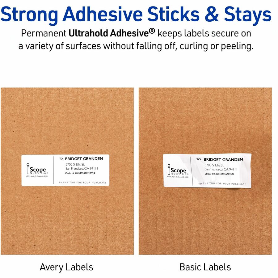 Avery&reg; 1" x 2-5/8" Labels, Ultrahold, 1,500 Labels (5520)