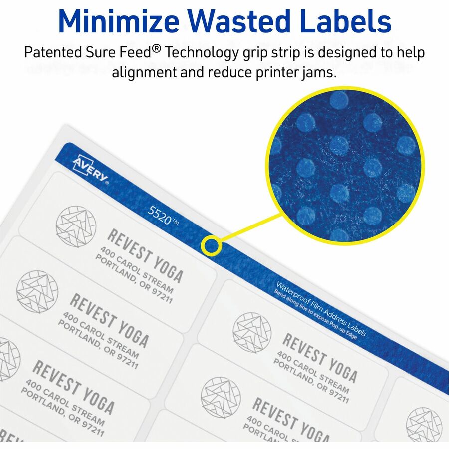 Avery&reg; 1" x 2-5/8" Labels, Ultrahold, 1,500 Labels (5520)