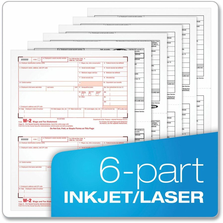 TOPS W2 Laser Forms 6-part Tax Kit - 1 Pack