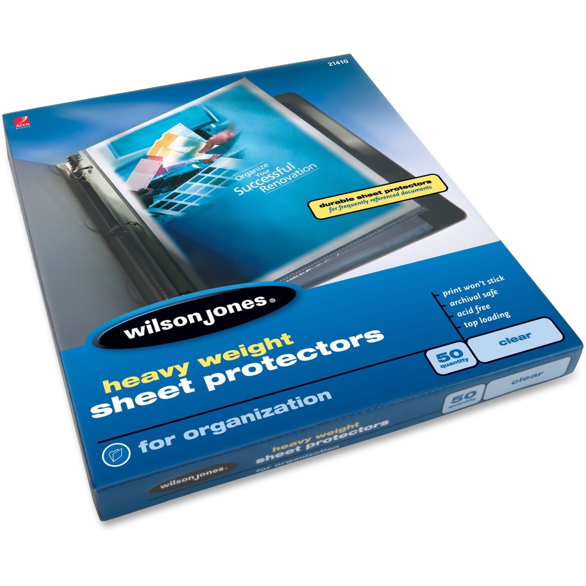 3.3 mil Thickness - For Letter 8 1/2" x 11" Sheet - Ring Binder - Rectangular - Clear - Polypropylene - 50 / Box