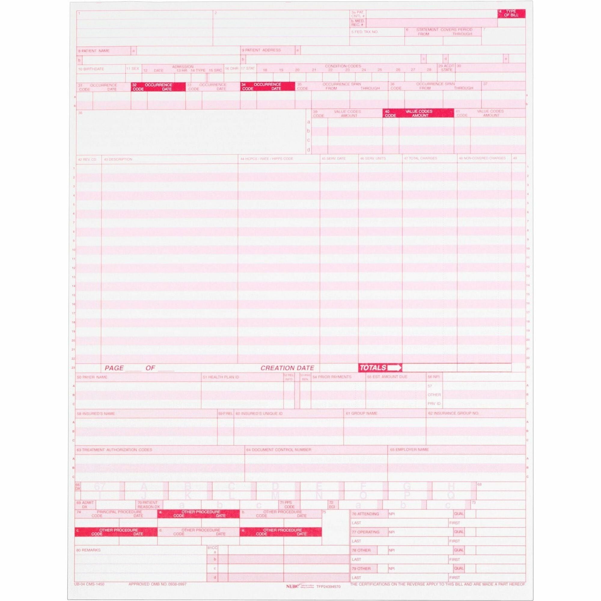 1 Part - 11" x 8.50" Form Size - White - Red Print Color - 2500 / Carton