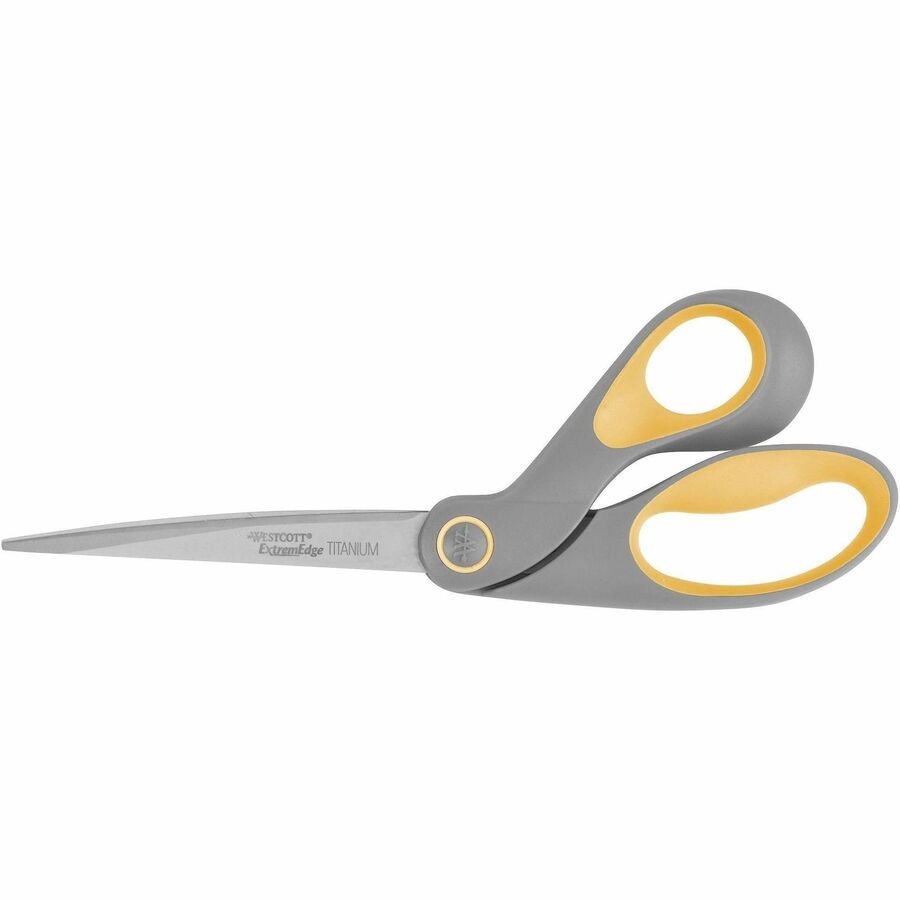 4.50" Cutting Length - 9" Overall Length - Bent-left/right - Titanium - Round Tip - Gray/Yellow - 1 Each