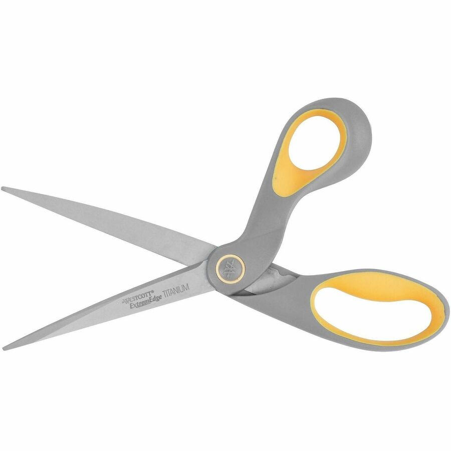 4.50" Cutting Length - 9" Overall Length - Bent-left/right - Titanium - Round Tip - Gray/Yellow - 1 Each