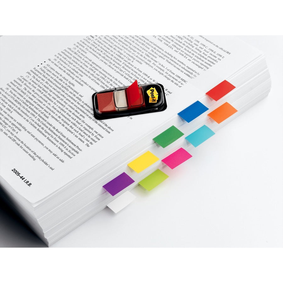 600 x Red - 1" Flag/Note Width x 1 3/4" Flag/Note Length - Rectangle - Unruled - Red - Removable, Writable - Dispenser Included - 50/Dispenser Box - 12 / Box