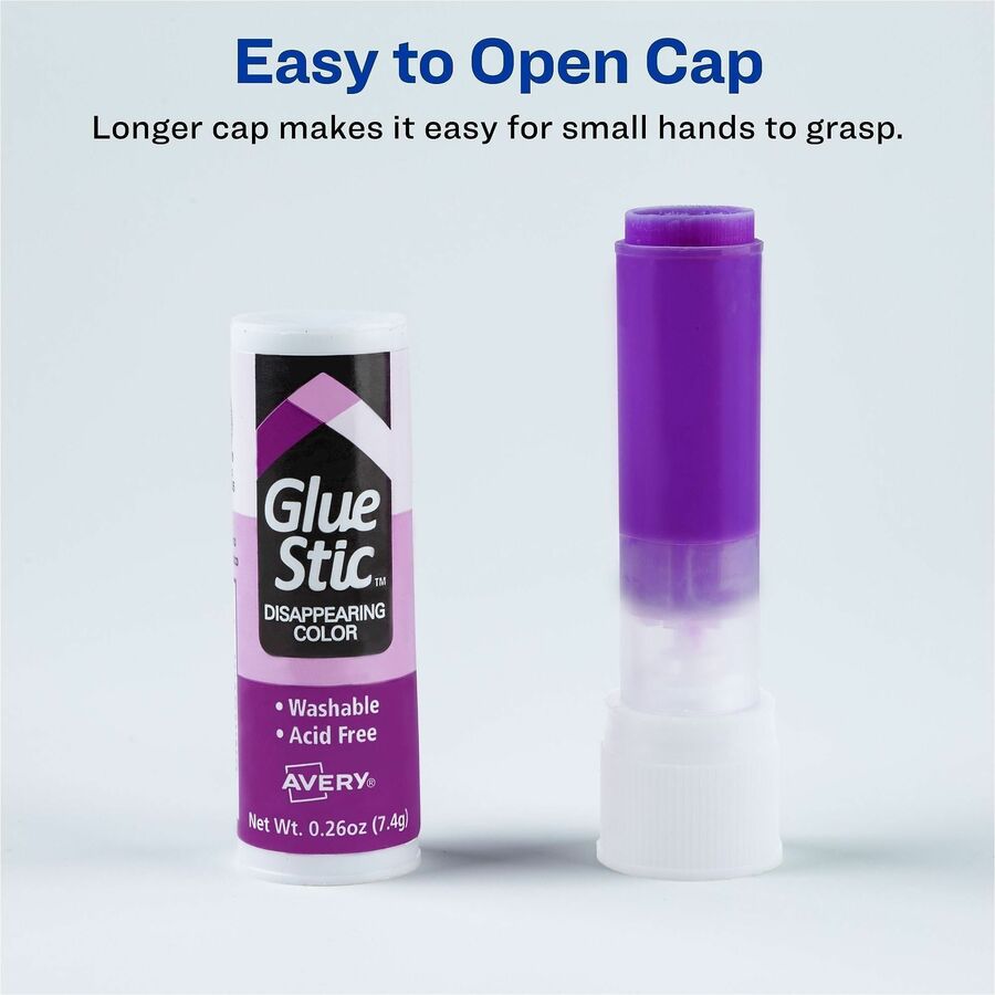 Avery&reg; Glue Stic Disappearing Purple Color - 0.26 oz - Purple - 18 / Pack