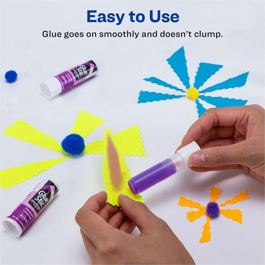 Avery&reg; Glue Stic Disappearing Purple Color - 0.26 oz - Purple - 18 / Pack