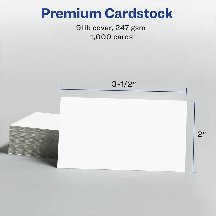 Avery Clean Edge Business Cards, Matte, Heavyweight, Smooth Edge, Jam-free, Smudge-free, Uncoated, White, 8.5" x 11" Sheets, 100 Sheets, 1000 Cards per Box