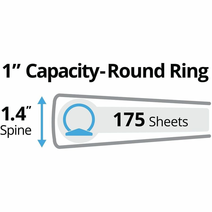 Avery Legal Durable Binder, 1" Capacity, Legal Size (8.5" x 14"), 175 Sheet Capacity, 3 Round Rings, 2 Internal Pockets, Black, Polypropylene, 1 Each