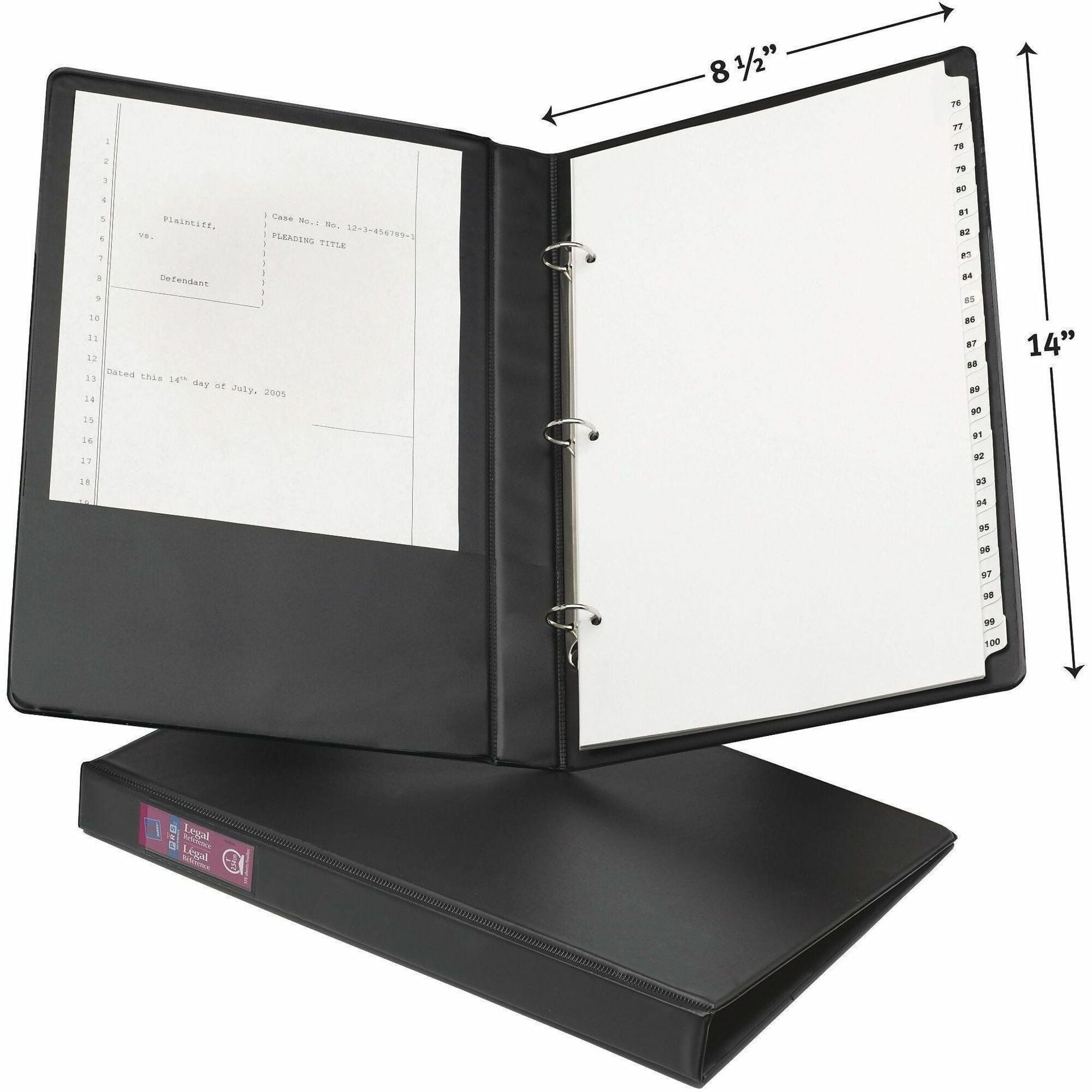 Avery Legal Durable Binder, 1" Capacity, Legal Size (8.5" x 14"), 175 Sheet Capacity, 3 Round Rings, 2 Internal Pockets, Black, Polypropylene, 1 Each
