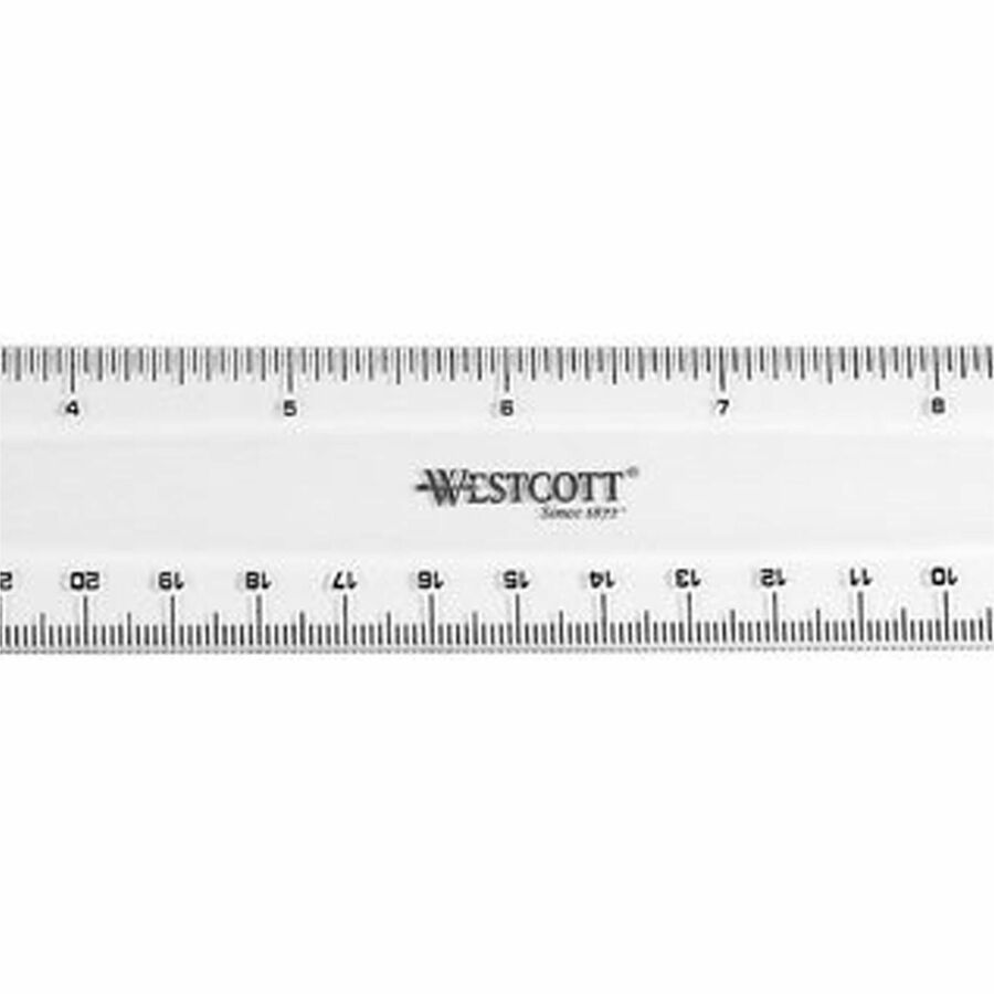 12" Length - 1/16 Graduations - Imperial, Metric Measuring System - Plastic - Clear - 1 Each