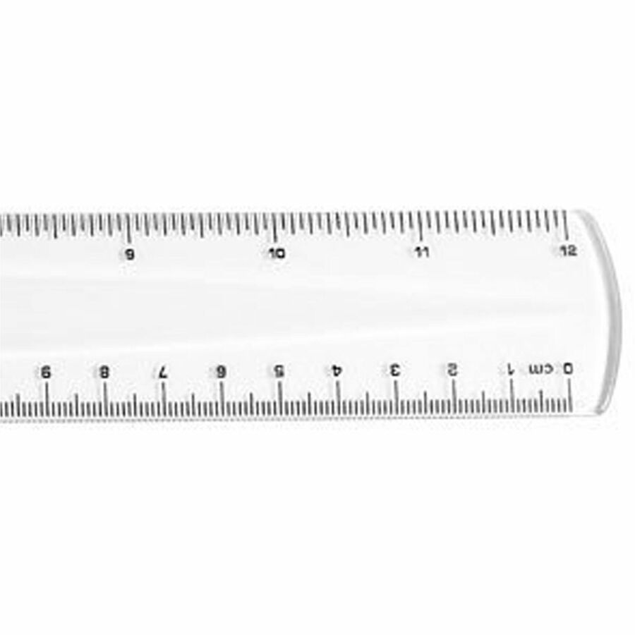 12" Length - 1/16 Graduations - Imperial, Metric Measuring System - Plastic - Clear - 1 Each