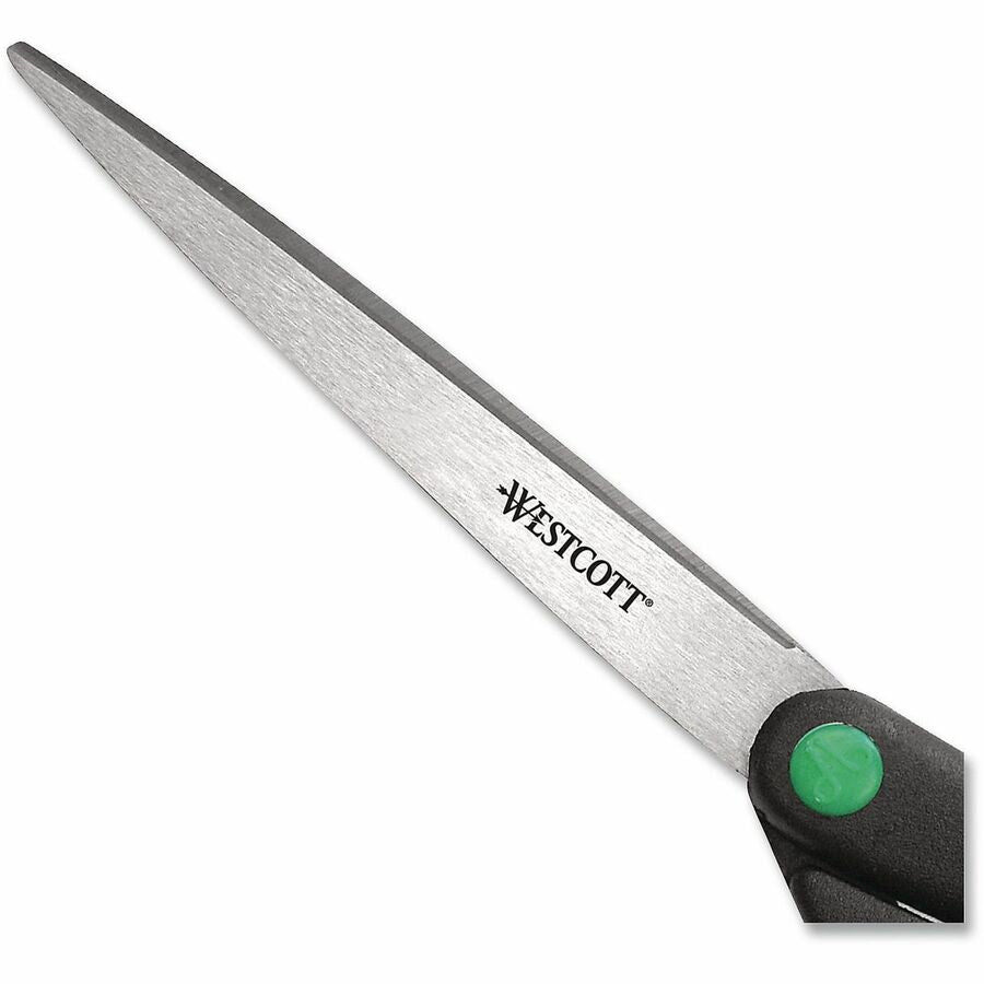 3.75" Cutting Length - 9" Overall Length - Straight-left/right - Stainless Steel - Pointed Tip - Black - 1 Each