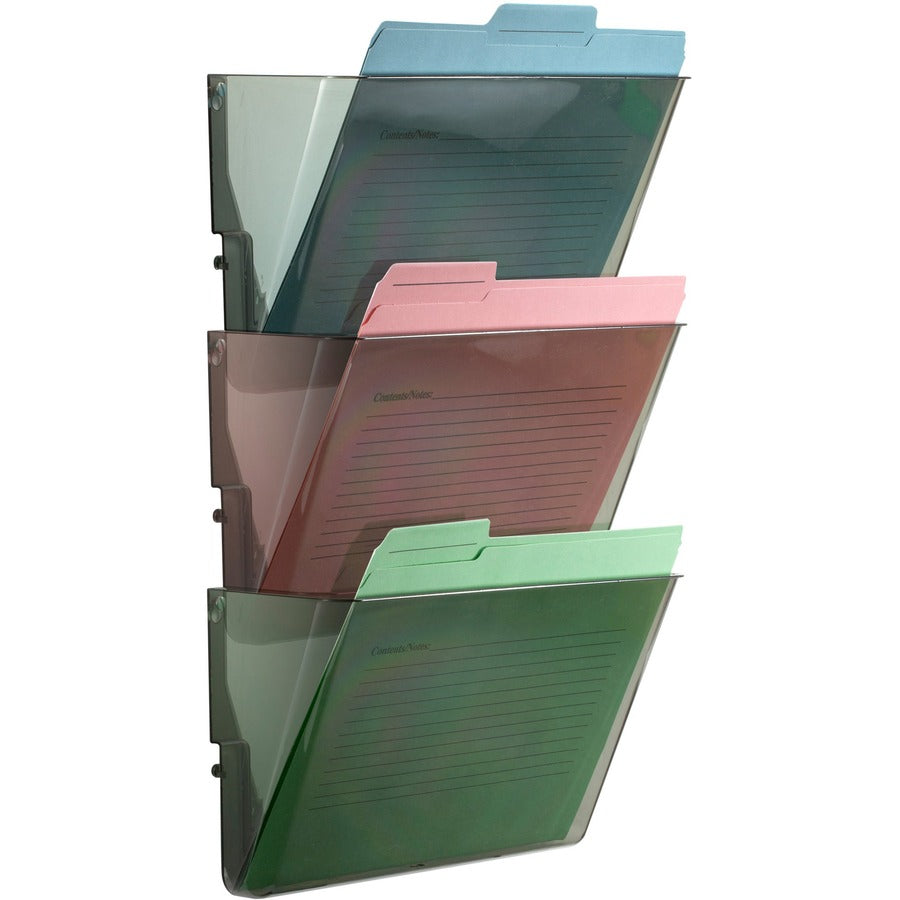 Officemate Mountable Wall File - 14.50" Height x 13" Width x 4.12" Depth - Smoke - Plastic - 1 Box