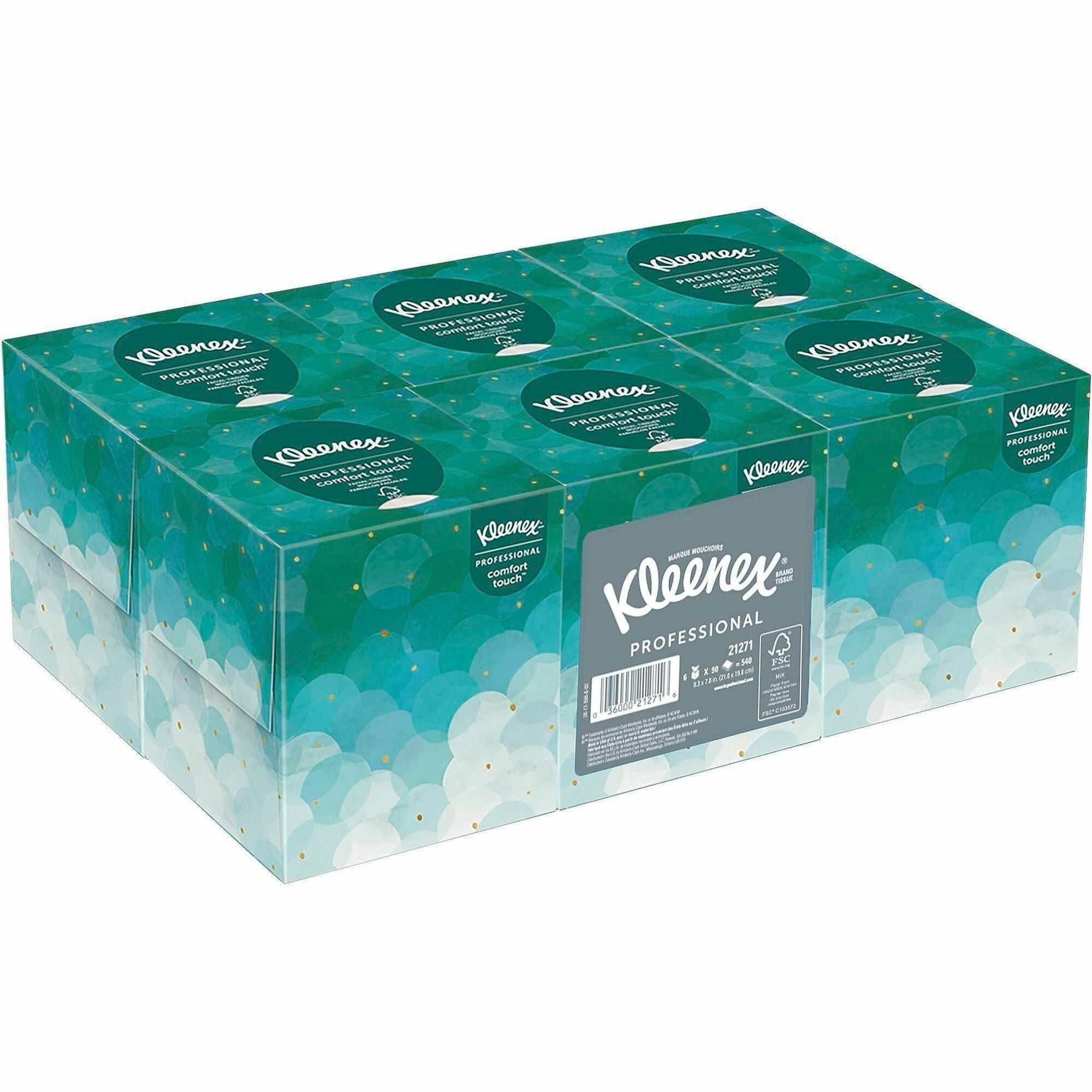 Kleenex Professional Facial Tissue Cube for Business - 2 Ply - White - PaperBox - 90/Box - 6 / Pack