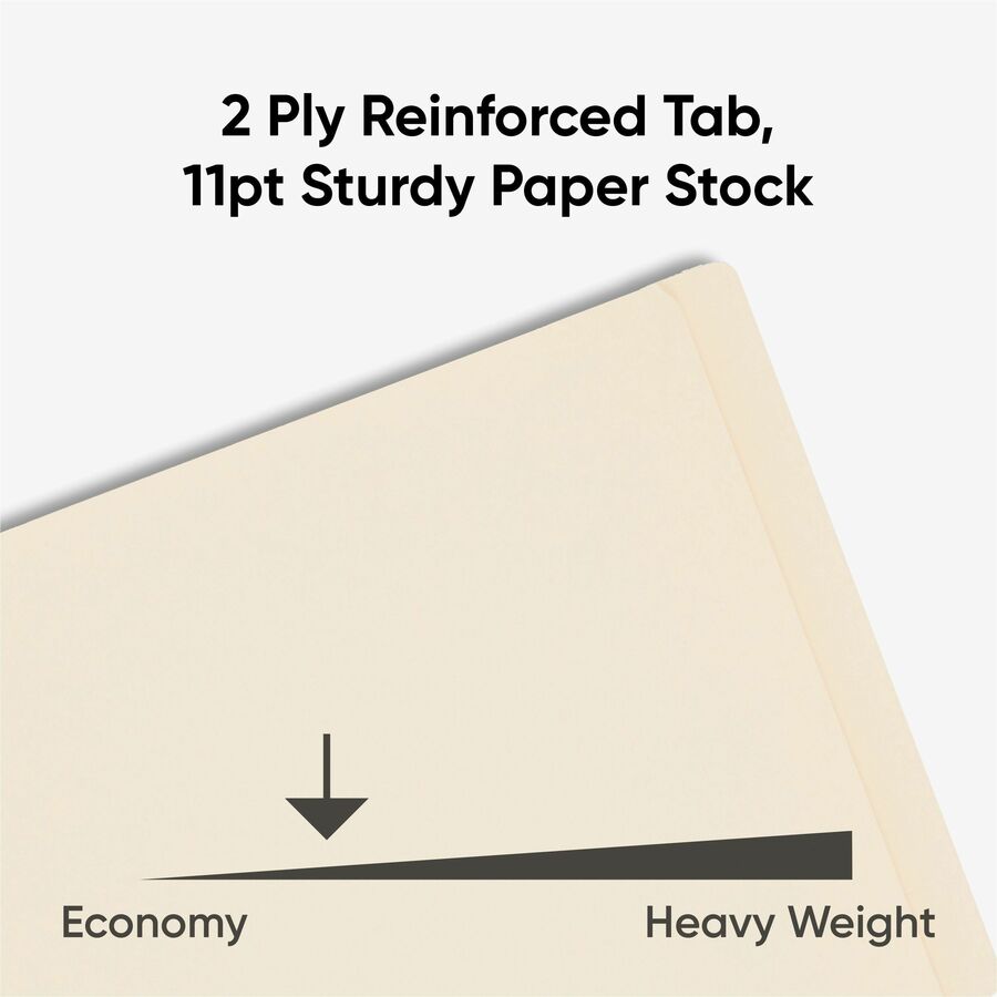 Smead Shelf-Master Straight Tab Cut Letter Recycled Fastener Folder - 8 1/2" x 11" - 3/4" Expansion - 2 x 2B Fastener(s) - 2" for Folder - End Tab Location - 11 pt. - 2 Plys - Manila - Manila - Reinforced Tab, Embossed - 10% Recycled - 250 / Box
