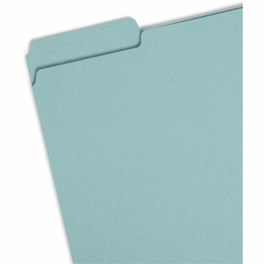Smead Colored 1/3 Tab Cut Letter Recycled Fastener Folder - 8 1/2" x 11" - 2" Expansion - 2 x 2S Fastener(s) - 2" for Folder - Top Tab Location - Assorted Tab Position - 25 pt. - Pressboard - Blue - 100% Recycled - 25 / Box