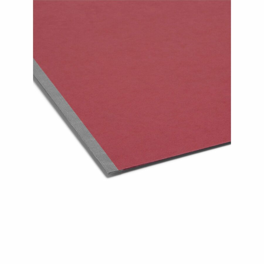 Smead Colored 1/3 Tab Cut Letter Recycled Fastener Folder - 8 1/2" x 11" - 2" Expansion - 2 x 2S Fastener(s) - 2" for Folder - Top Tab Location - Assorted Tab Position - 25 pt. - Pressboard - Bright Red - 100% Recycled - 25 / Box