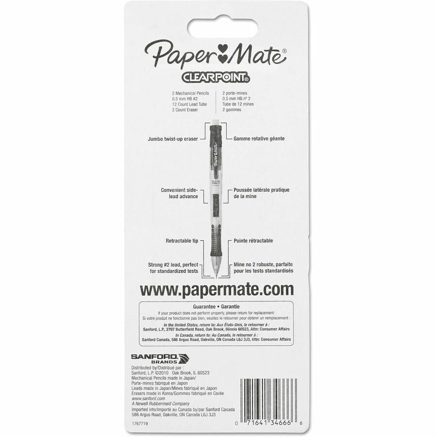 0.5 mm Black Lead - #2 - Refillable - Assorted Plastic Barrel - 2 / Pack