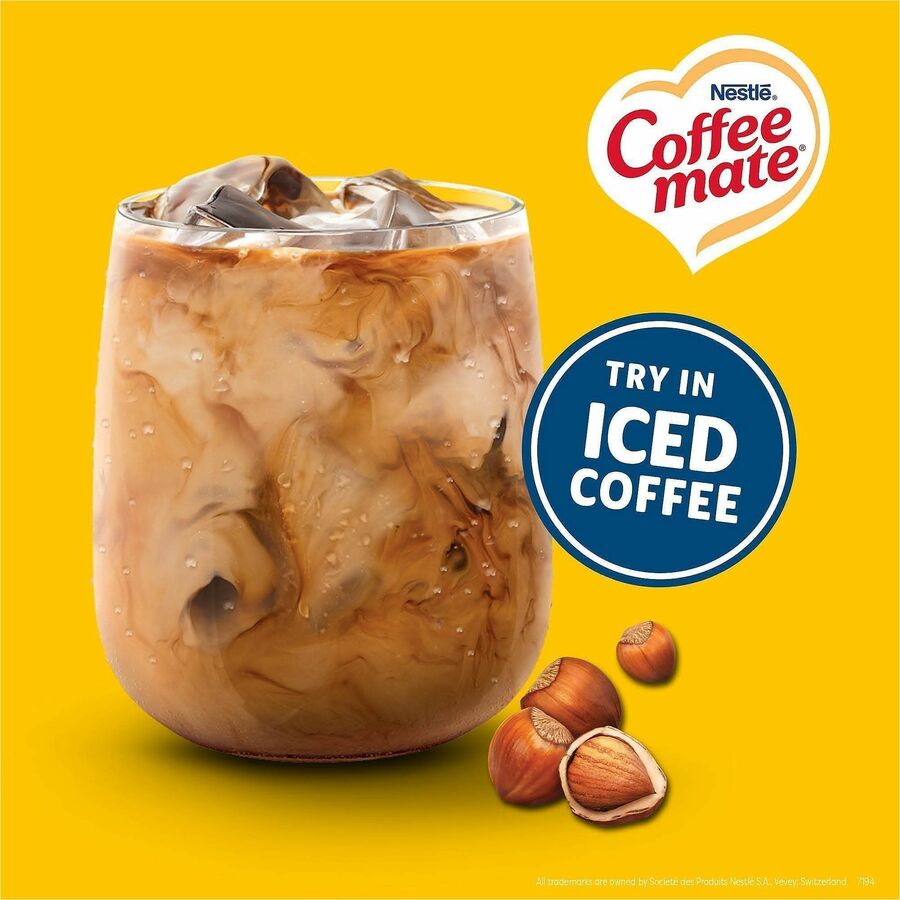 Coffee mate Hazelnut Nondairy Liquid Creamer Singles - Hazelnut Flavor - 0.38 fl oz (11 mL) - 180 Serving - 180 / Carton