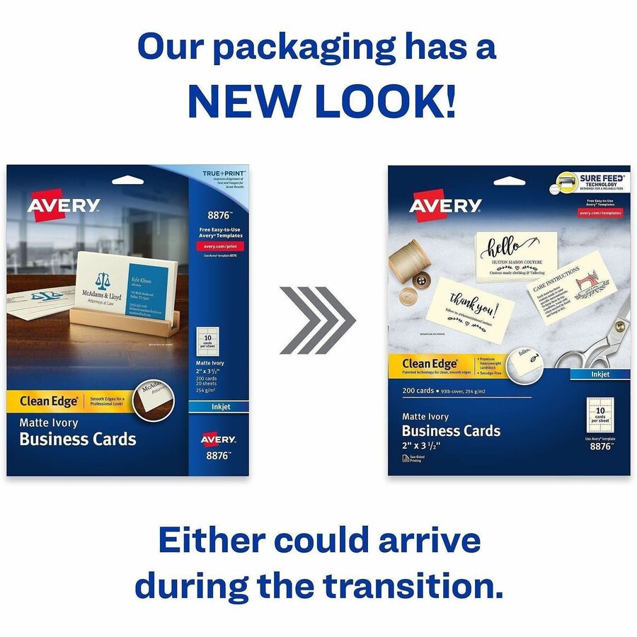 90 Brightness - 2" x 3 1/2" - 93 lb Basis Weight - 254 g/m² Grammage - Matte - Heavyweight, Perforated, Smooth Edge, Double-sided, Double-sided, Smudge-free, Jam-free, Printable, Avery Clean Edge Technology - Ivory - 1000 Sheets - 200/Pack - 5 /