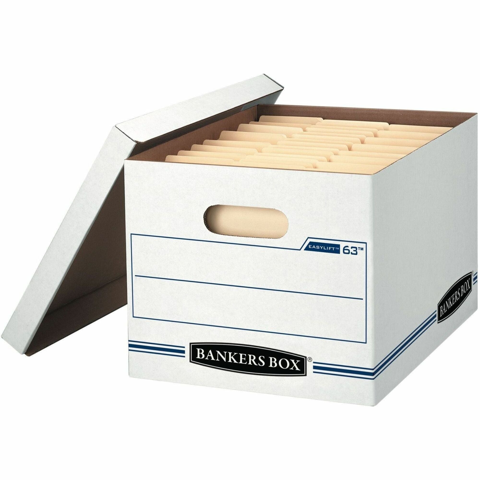 Internal Dimensions: 12" Width x 12" Depth x 10" Height - External Dimensions: 12.8" Width x 13.2" Depth x 10.5" Height - 400 lb - Media Size Supported: Letter - Lift-off Closure - Stackable - White, Blue - For File - Recycled - 12 / Carton