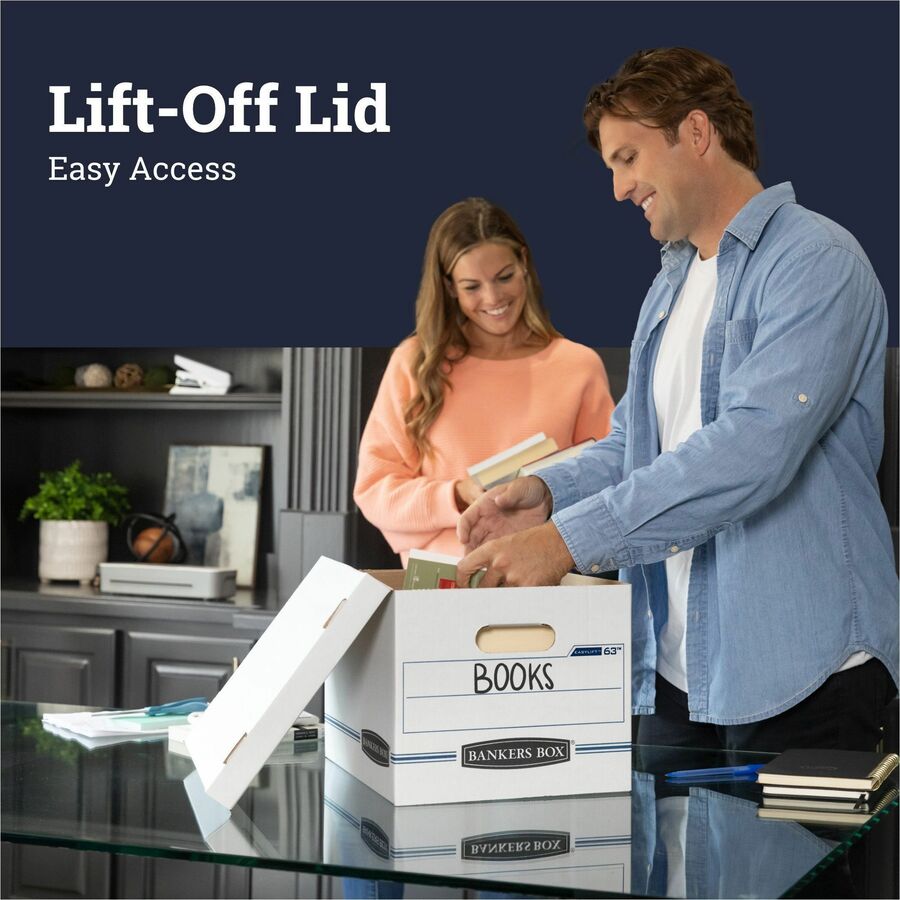 Internal Dimensions: 12" Width x 12" Depth x 10" Height - External Dimensions: 12.8" Width x 13.2" Depth x 10.5" Height - 400 lb - Media Size Supported: Letter - Lift-off Closure - Stackable - White, Blue - For File - Recycled - 12 / Carton